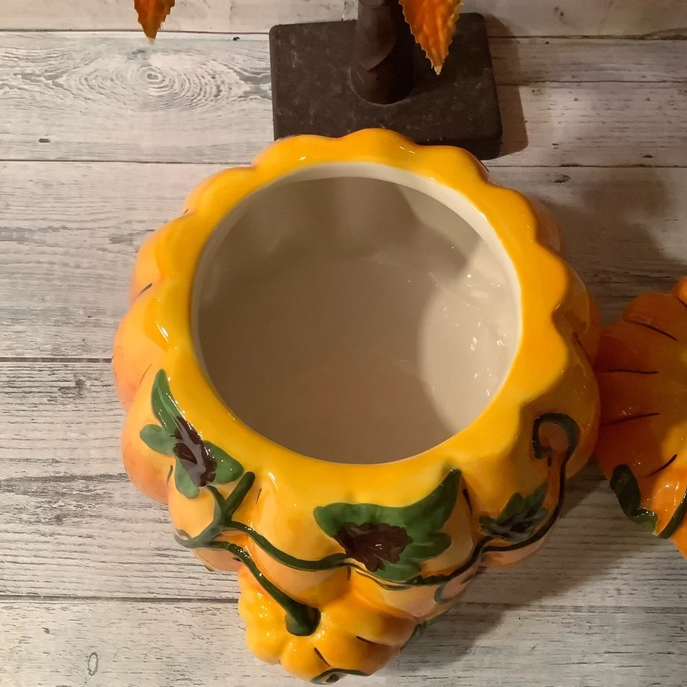 Blue Sky Clayworks Fall Harvest Pumpkin Cookie Jar